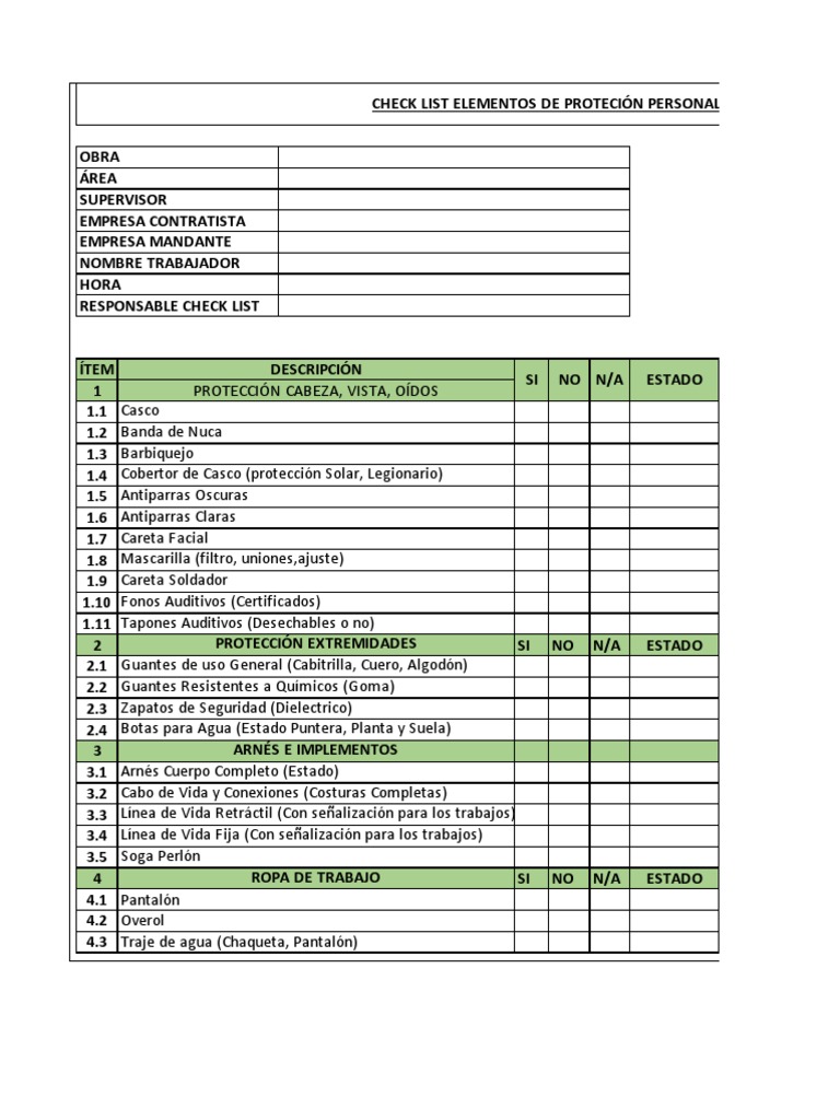 Check List EPP | PDF