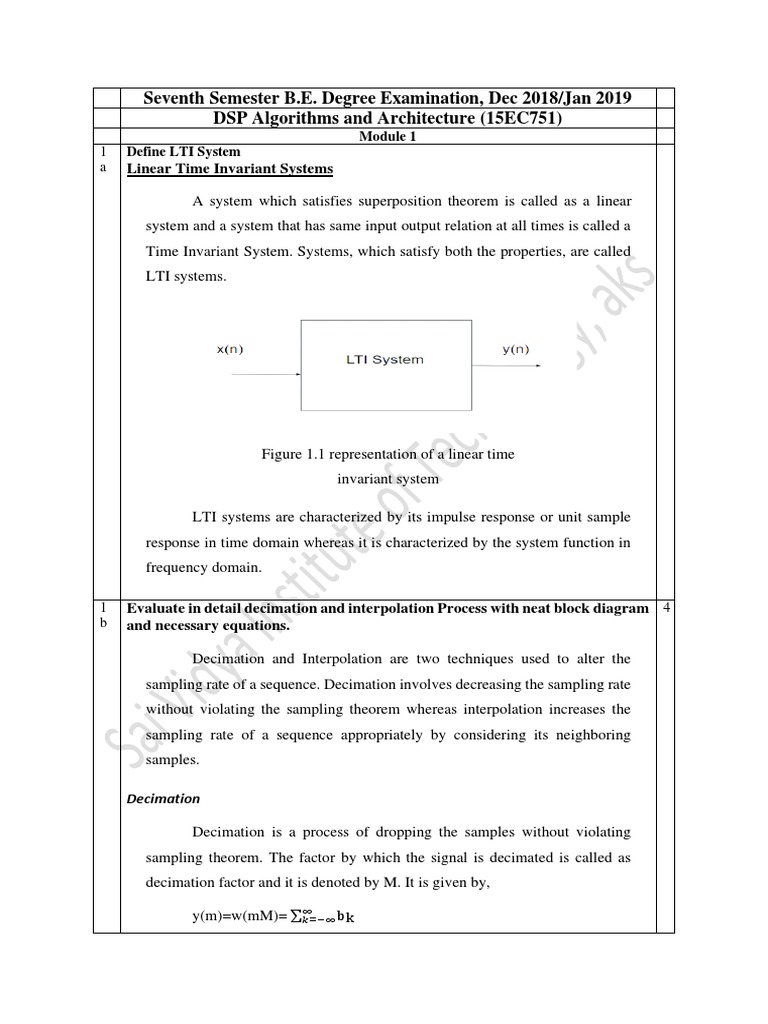 DSPAA Jan 2019 QP Solution | PDF | Digital Signal Processing | Computer ...