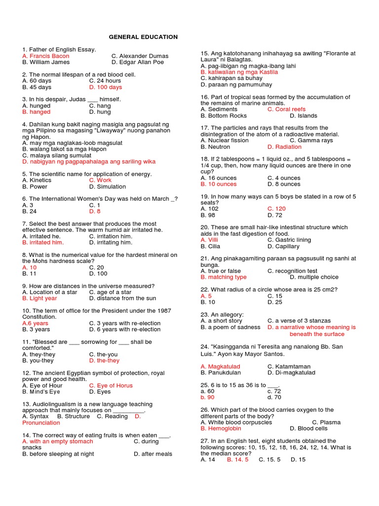 General Education Multiple Choice Questions | PDF | Radioactive Decay ...