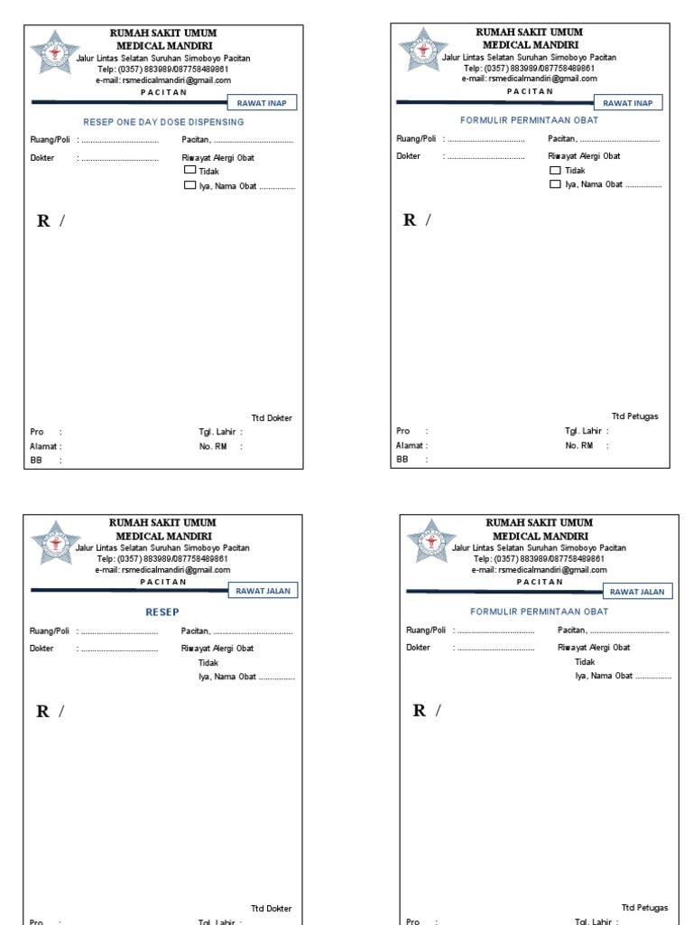 Formulir Resep Obat Rumah Sakit | PDF