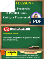 Proves the Properties of Parallel Lines Cut by a Transversal