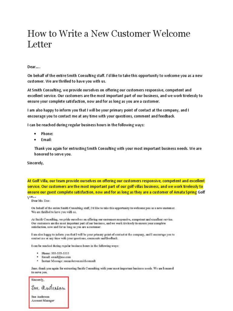 How To Write A New Customer Welcome Letter | PDF