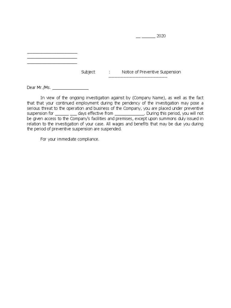 Notice of Preventive Suspension (Template) PDF