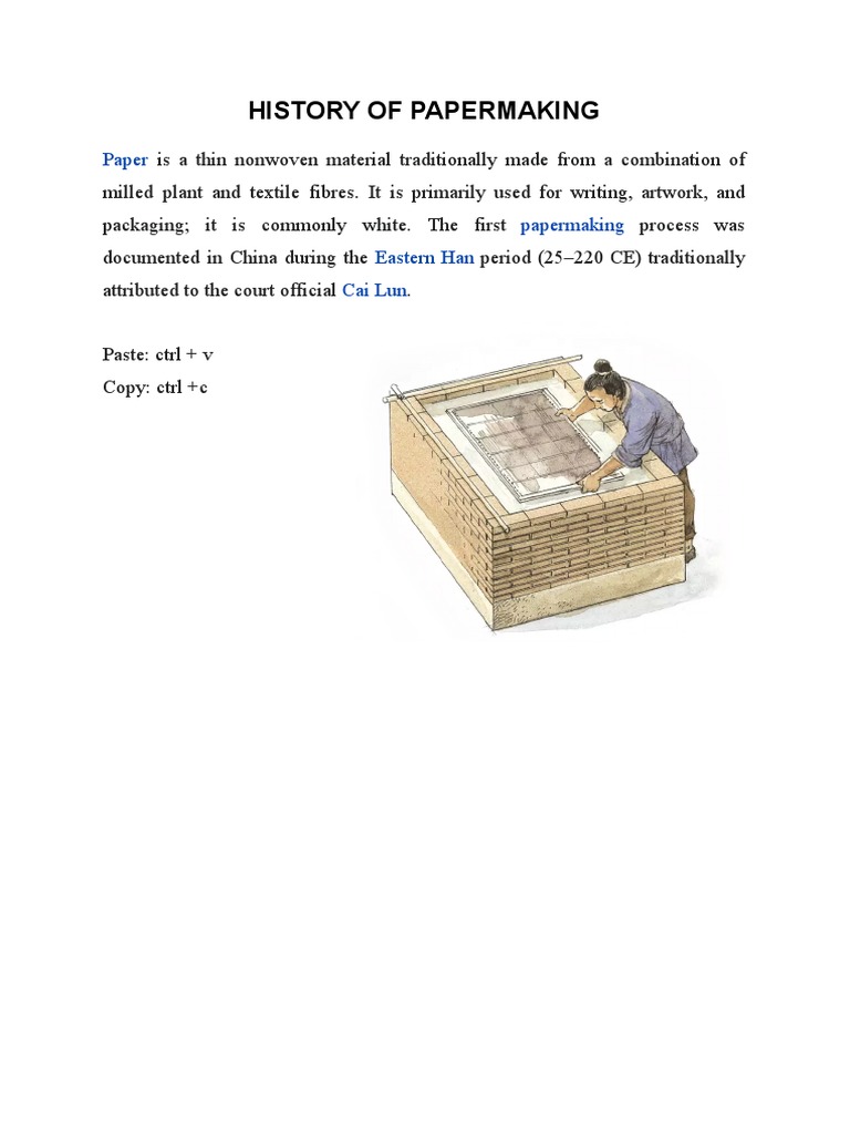 History of Papermaking Paper PDF
