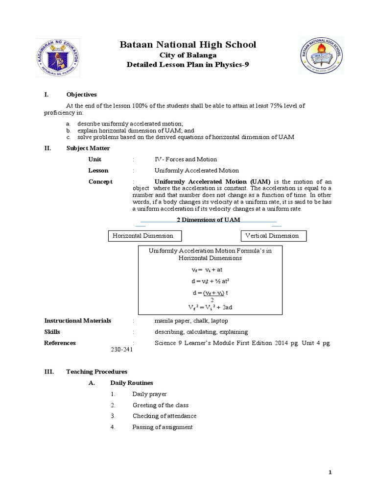 Lesson Plan Physics | PDF | Acceleration | Velocity