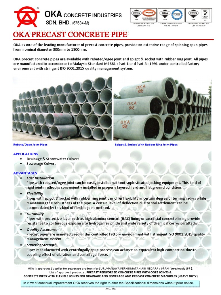 OKA Precast Concrete Pipe Solutions | PDF | Pipe (Fluid Conveyance ...