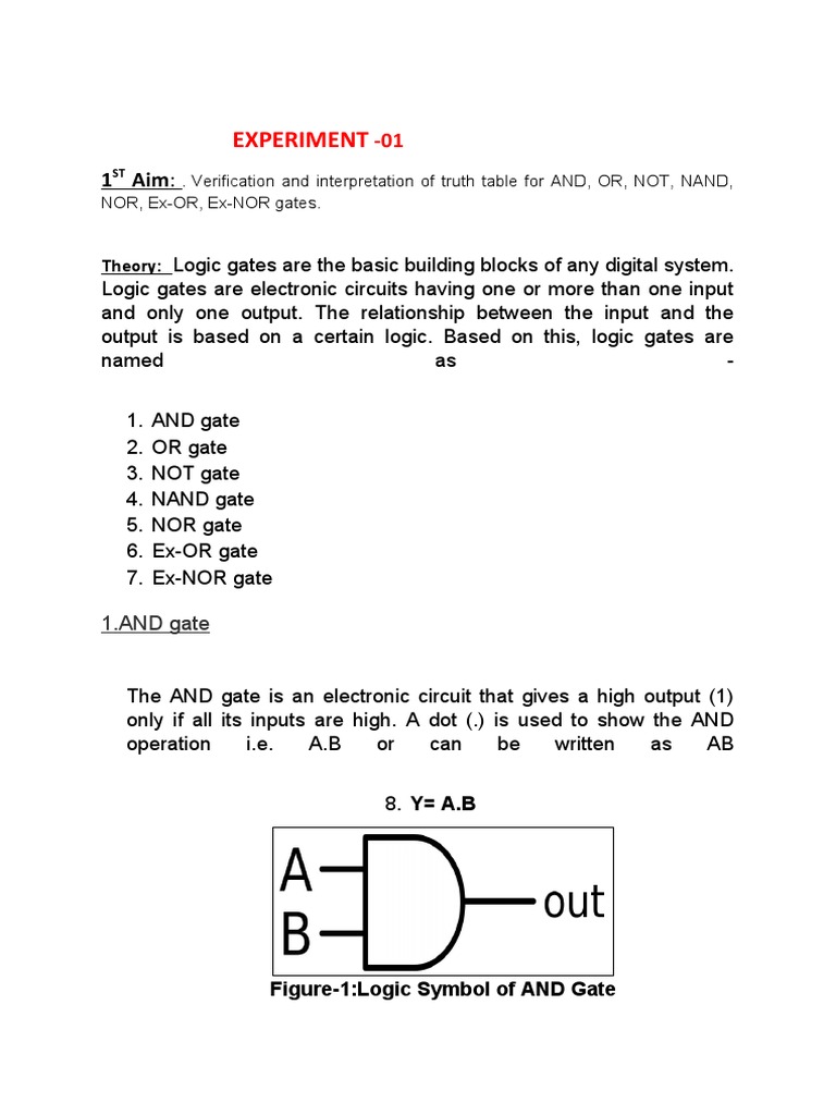 Experiment Verification and Interpretation of Truth Table For AND, OR
