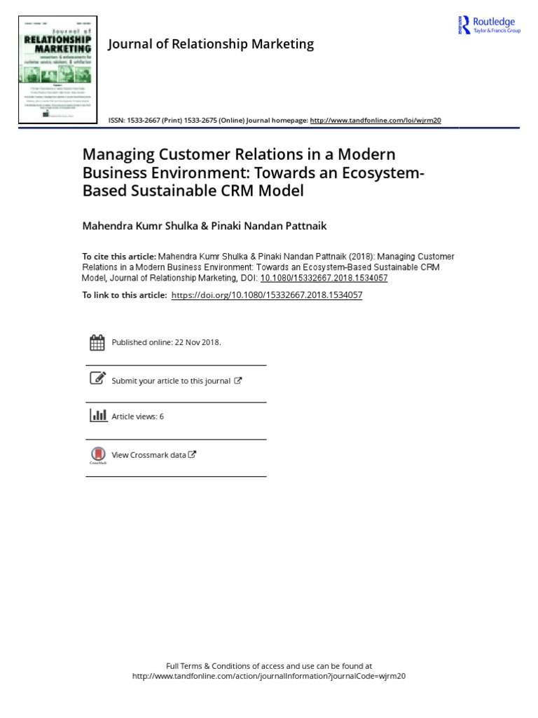 Sustainable CRM Ecosystem Framework | PDF | Customer Relationship ...