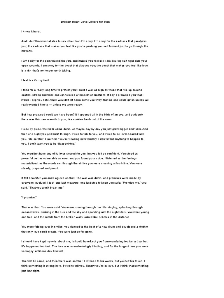 Broken Heart Love Letters For Him | PDF