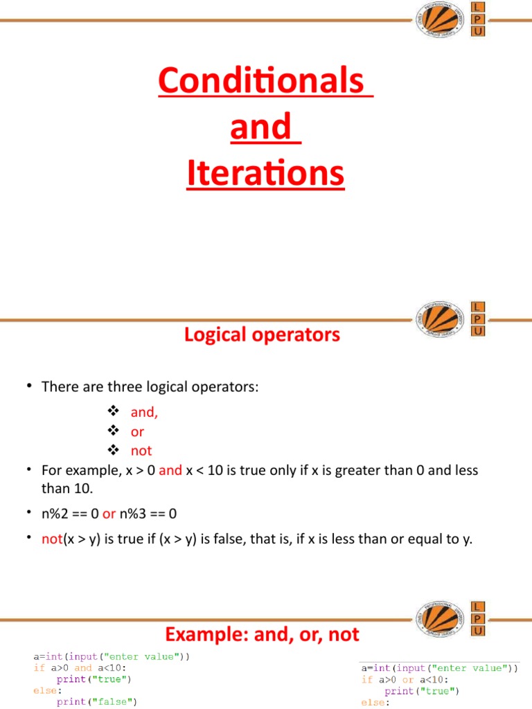 Python Conditionals and Operators Guide | PDF | Computer Programming ...