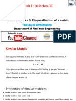 Unit I: Matrices-II: Similar Matrices & Diagonalization of A Matrix