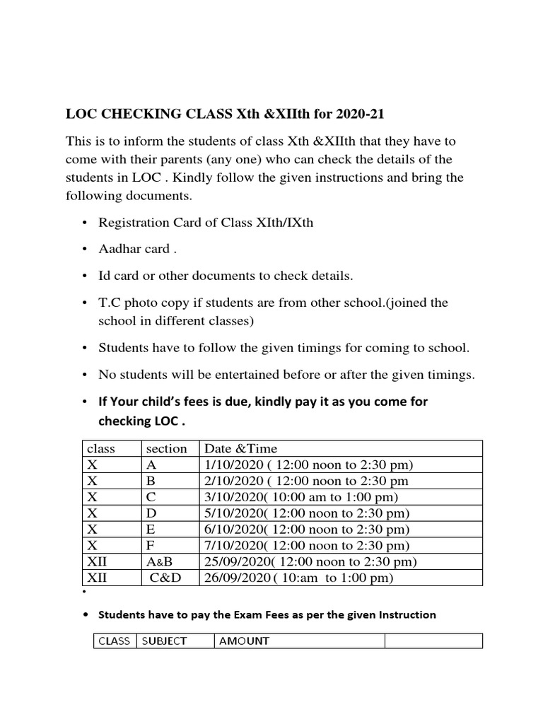 LOC CHECKING CLASS X Corrected | PDF | Career & Growth