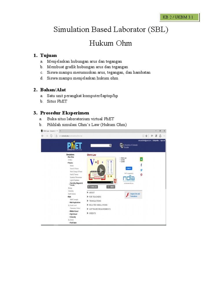 Virtual Lab Hukum Ohm | PDF