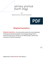 Biopharmacy Practical Fourth Stage: Lab1 Biopharmaceutics and Pharmacokinetics