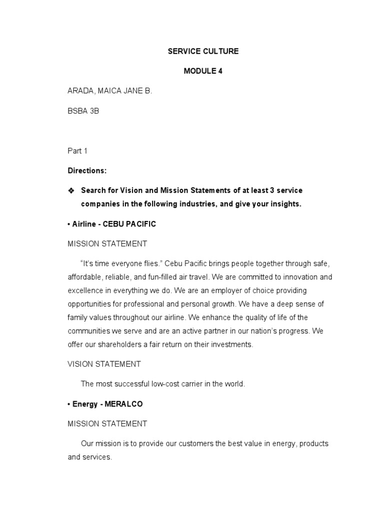 Service Culture Insights and Statements | PDF | Business