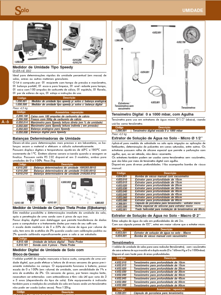 Solotest - Equip. Laboratório | PDF | Umidade | Solo