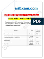 RRB NTPC CBT Exam Analysis 05 January 2020