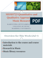 MSMS723 Quantitative and Qualitative Approaches in Music Research