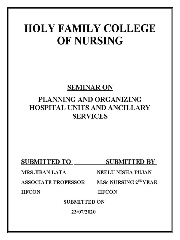 Planning and Organizing Hospital Units and Ancillary Services PDF