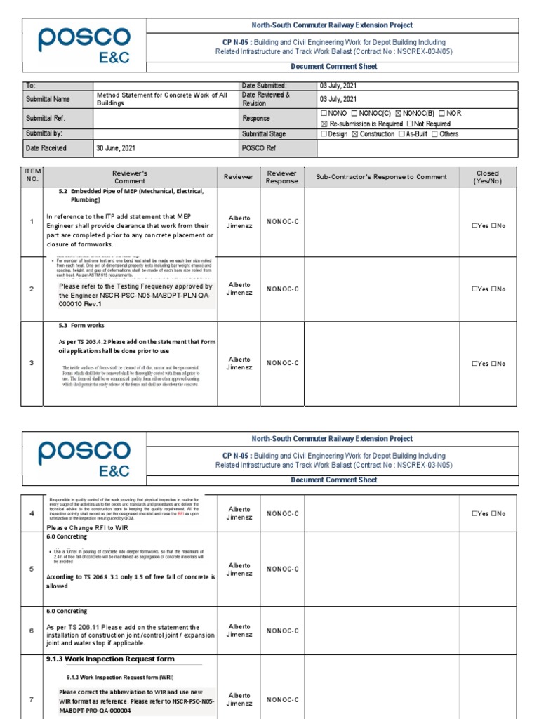 QA-QC Document Review For M.S For Concreting of All Building | PDF ... image.