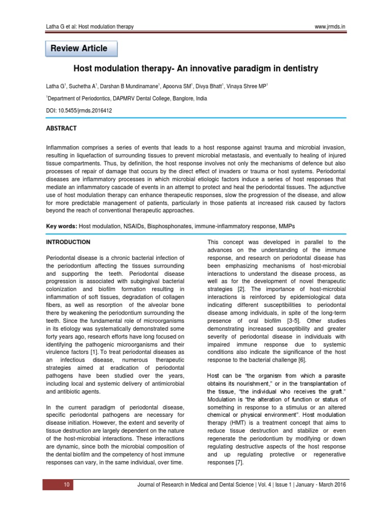 Host Modulation Therapy - An Innovative Paradigm in | PDF ...