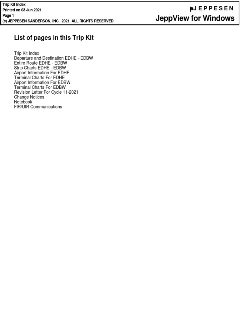 Jeppview For Windows: List of Pages in This Trip Kit | PDF | Runway ...