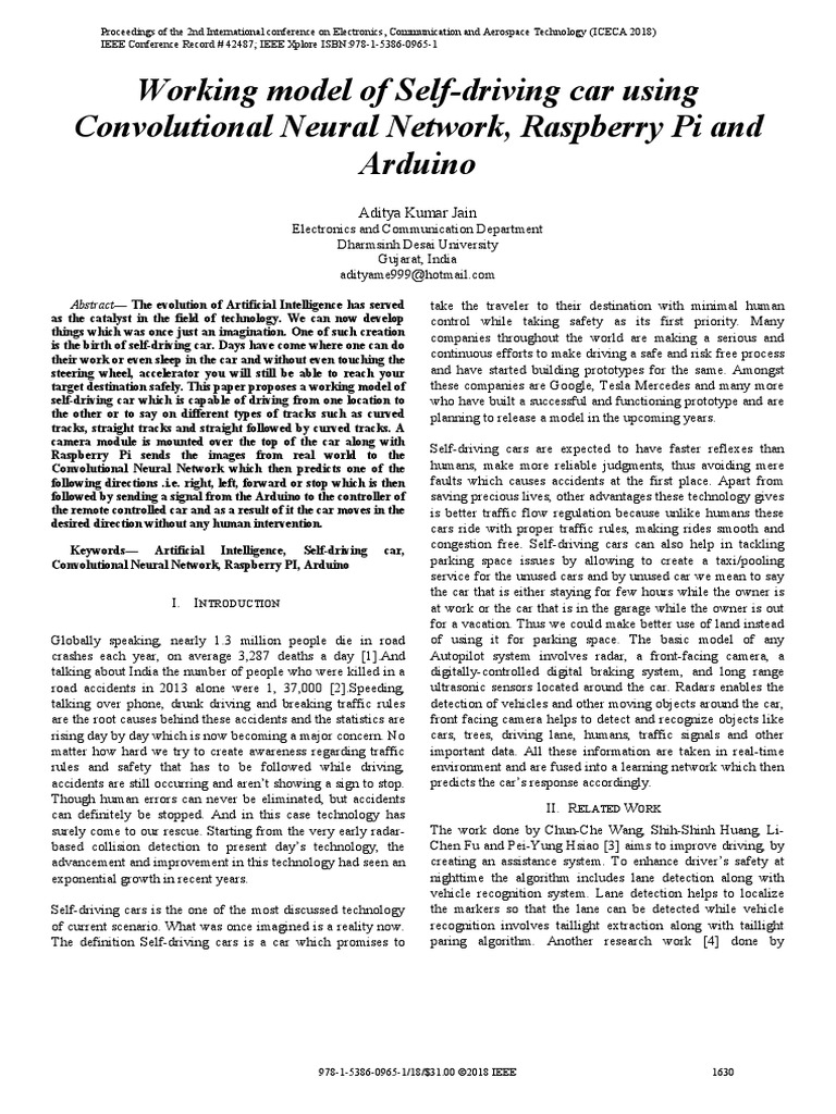 Self Driving Car Using Aurdin and Rasberry Pi | PDF | Raspberry Pi ...