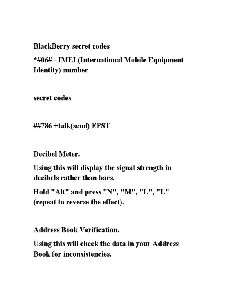 BlackBerry secret codes guide PDF Blackberry Computer Architecture