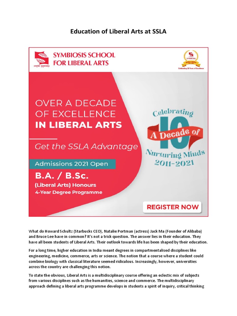Education of Liberal Arts at SSLA | PDF | Liberal Arts Education ...