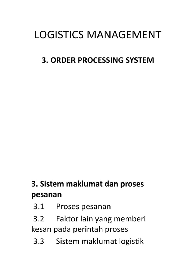 Order Processing Systems in Logistics | PDF | Logistics | Computing