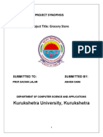 Kurukshetra University, Kurukshetra: Project Synophsis Project Title: Grocery Store