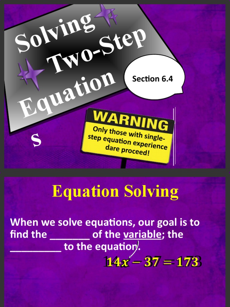 Solving Two-Step Equations Guide | PDF | Equations | Mathematical Concepts