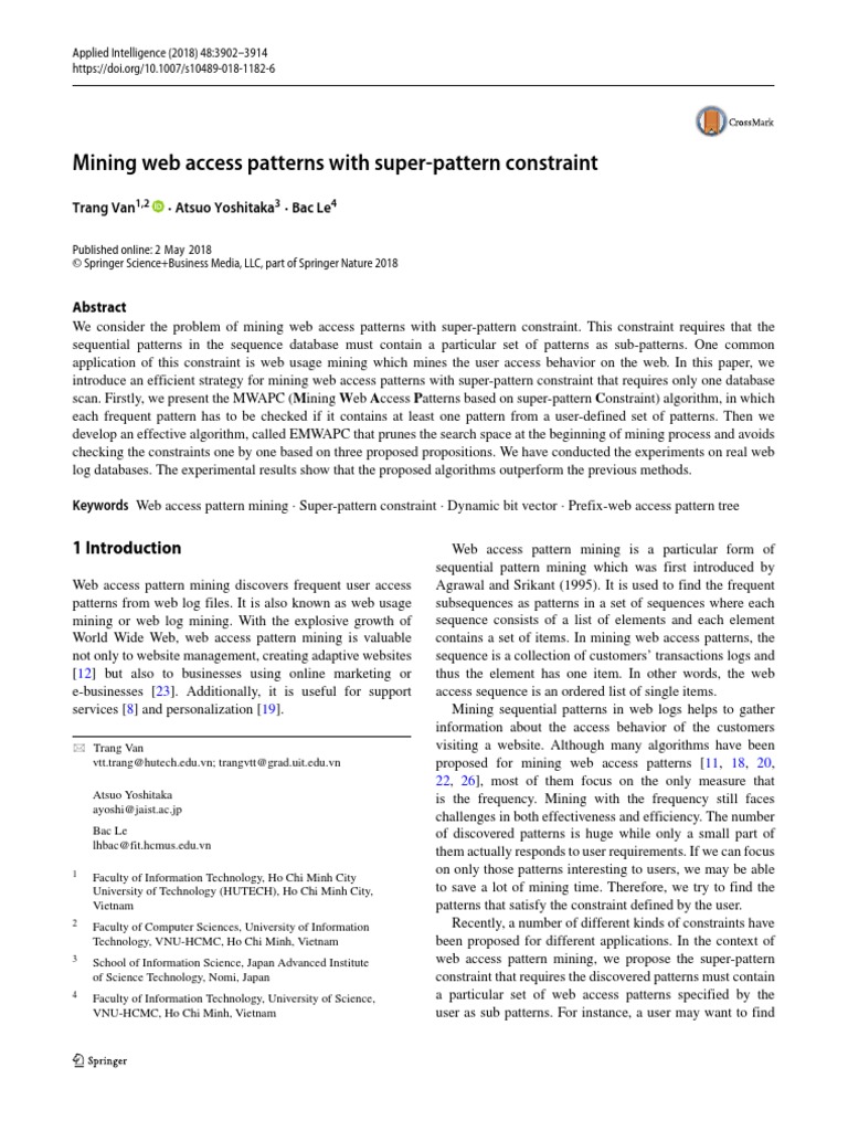 Mining Web Access Patterns With Super-Pattern Constraint | PDF | World ...