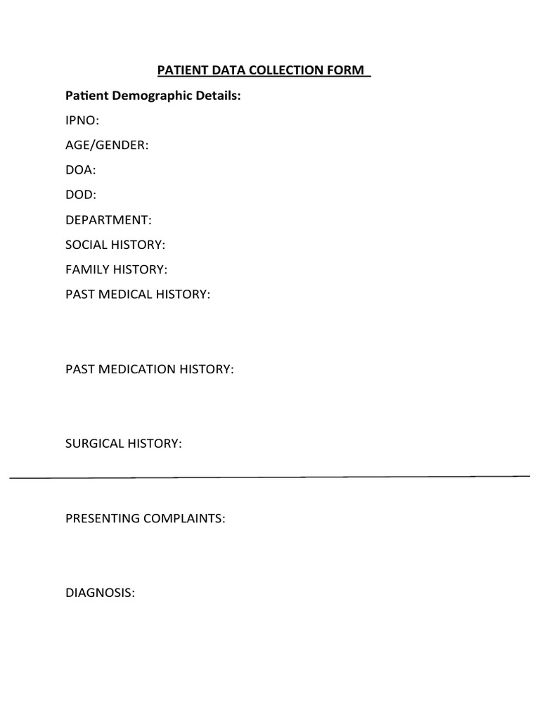 Patient Data Collection Form Edited | PDF | Cholesterol | Clinical Medicine