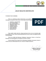 Barangay Health Certificate: Ariel M. Santos