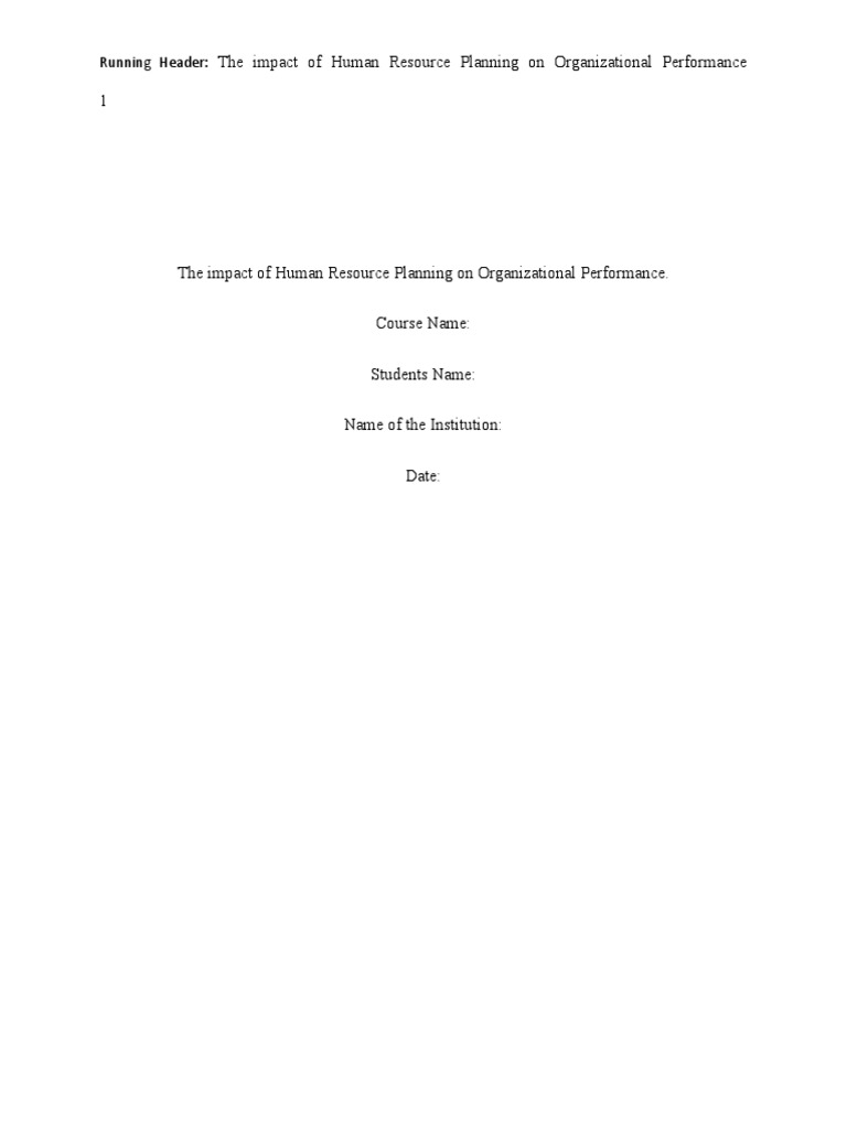HR Planning's Role in Organizational Success | PDF | Human Resources ...
