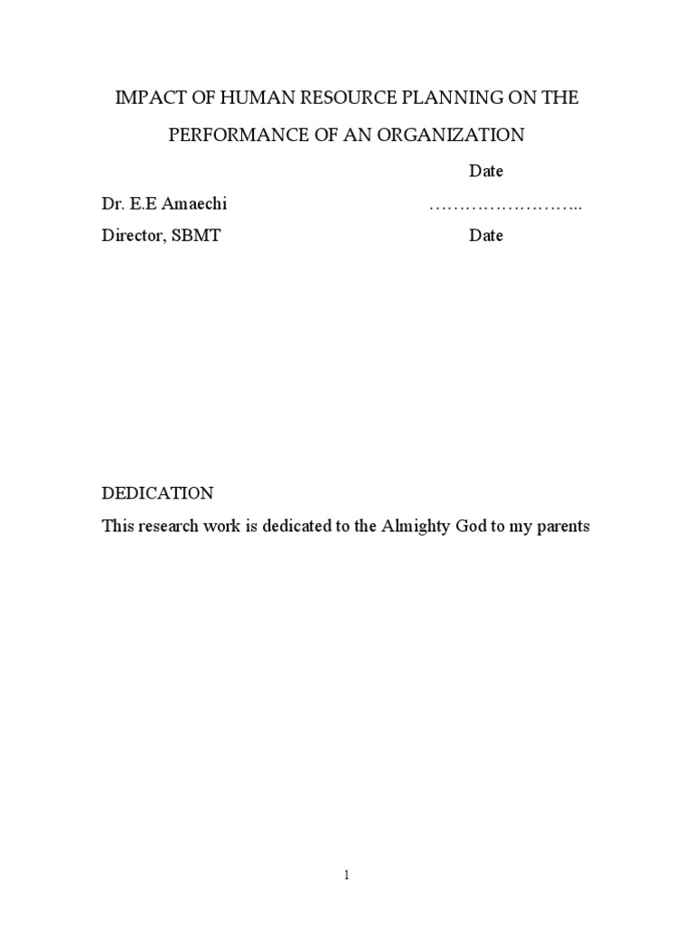 Impact of Human Resource Planning On The | PDF | Human Resources ...
