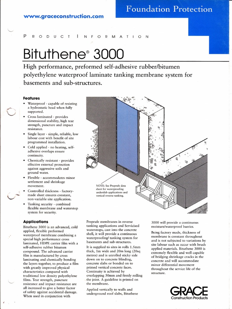 Bituthene 3000 Page01 PDF Concrete Industries