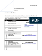 To: All 2010 Entry Distance Project Management Graduate Program Students From: Program Coordinator