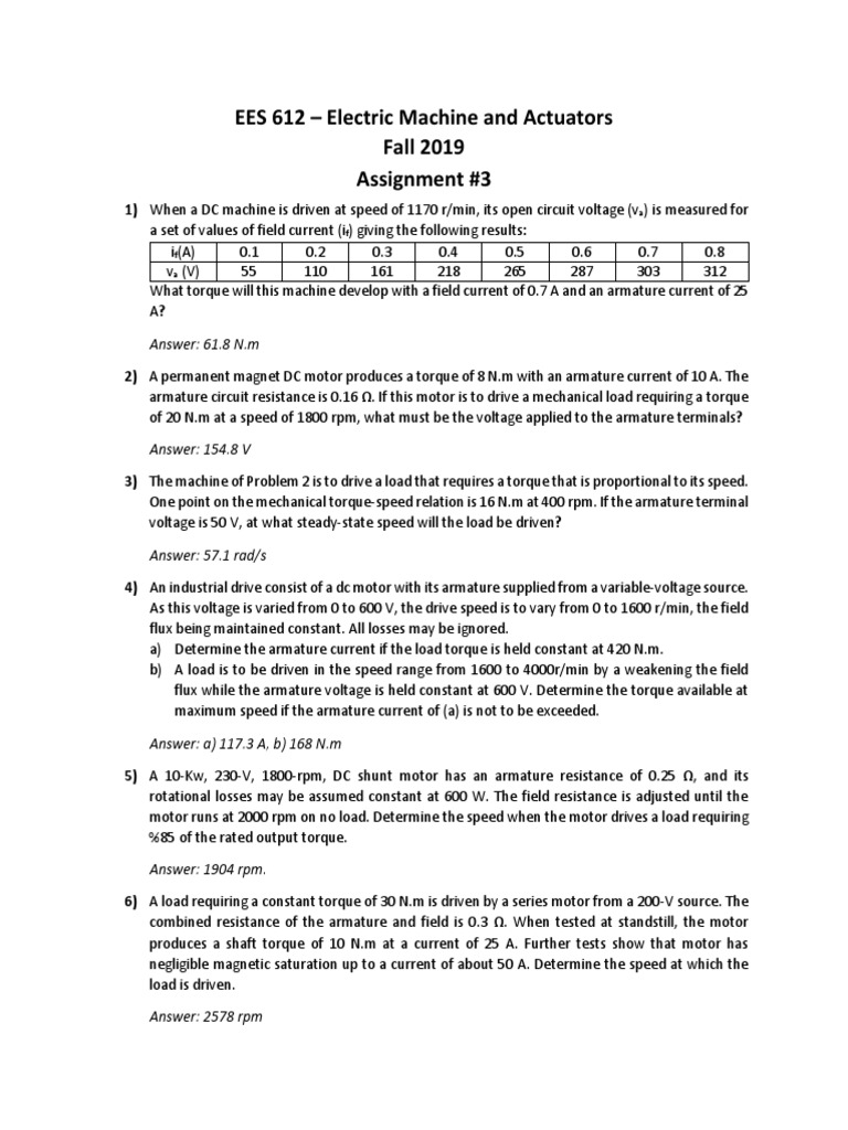 Assignment 3 | PDF | Electric Motor | Quantity