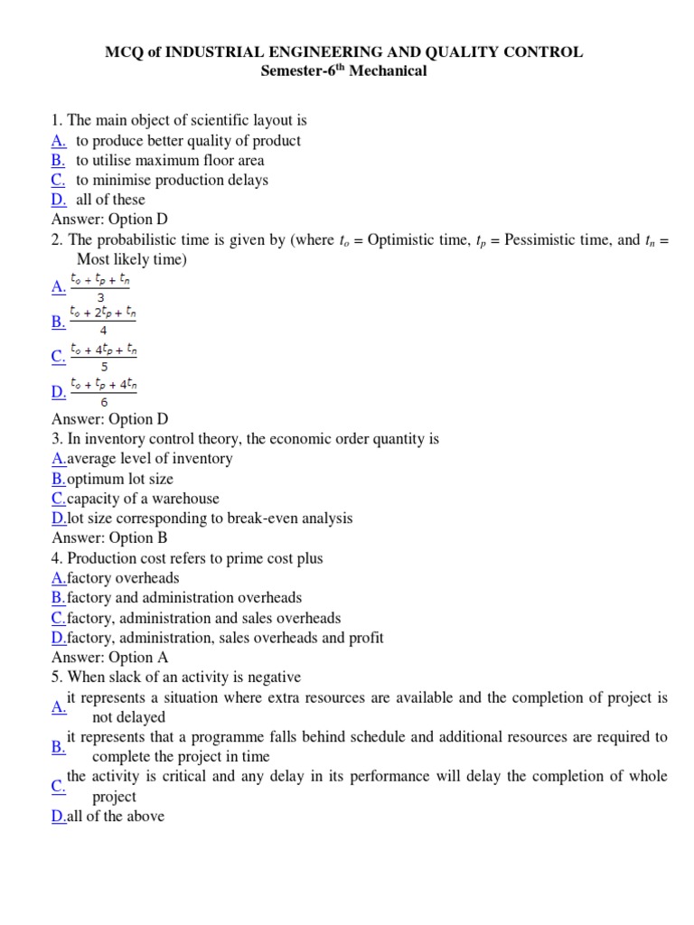 Industrial Engineering and Quality Control | PDF | Six Sigma | Quality ...