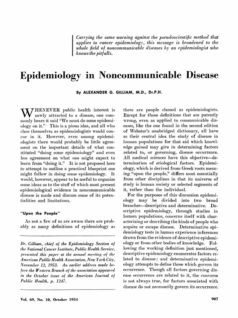 Epidemiology in Noncommunicable Disease | PDF | Epidemiology ...