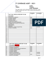 Subject Coverage Audit - 2021: DEPARTMENT: Science Class: Subject: Computer Studies Teacher: Paper/CODE Level: UCE/UACE