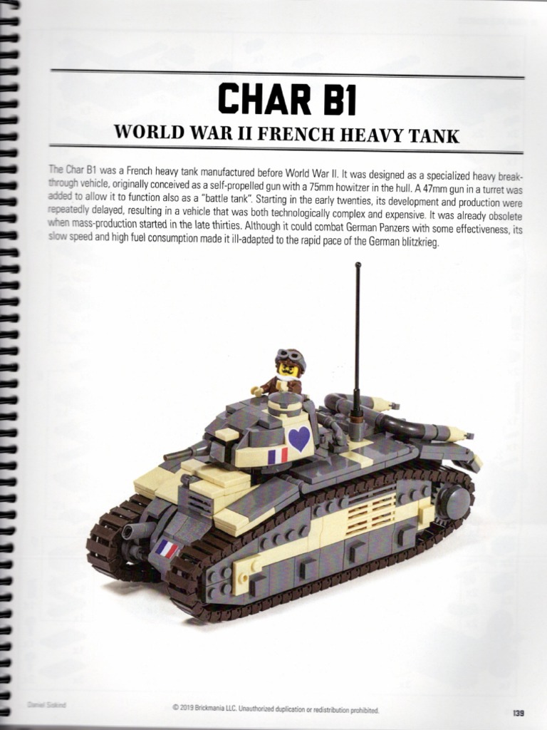 1940 Lego Battle at Stonne, Char B1 Bis plans generously sh…