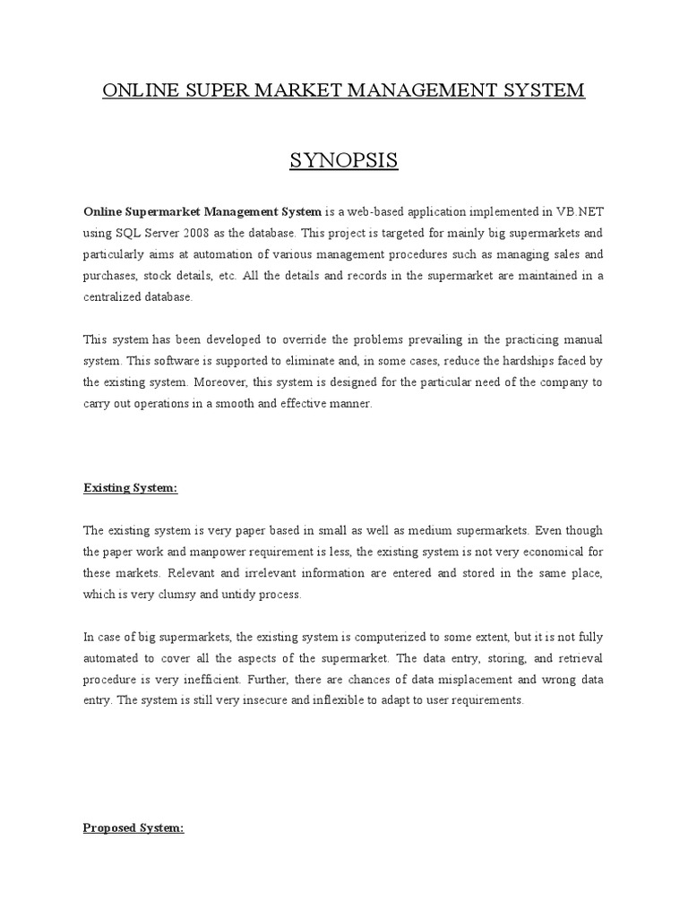 Supermarket Management System Overview | PDF | User (Computing ...