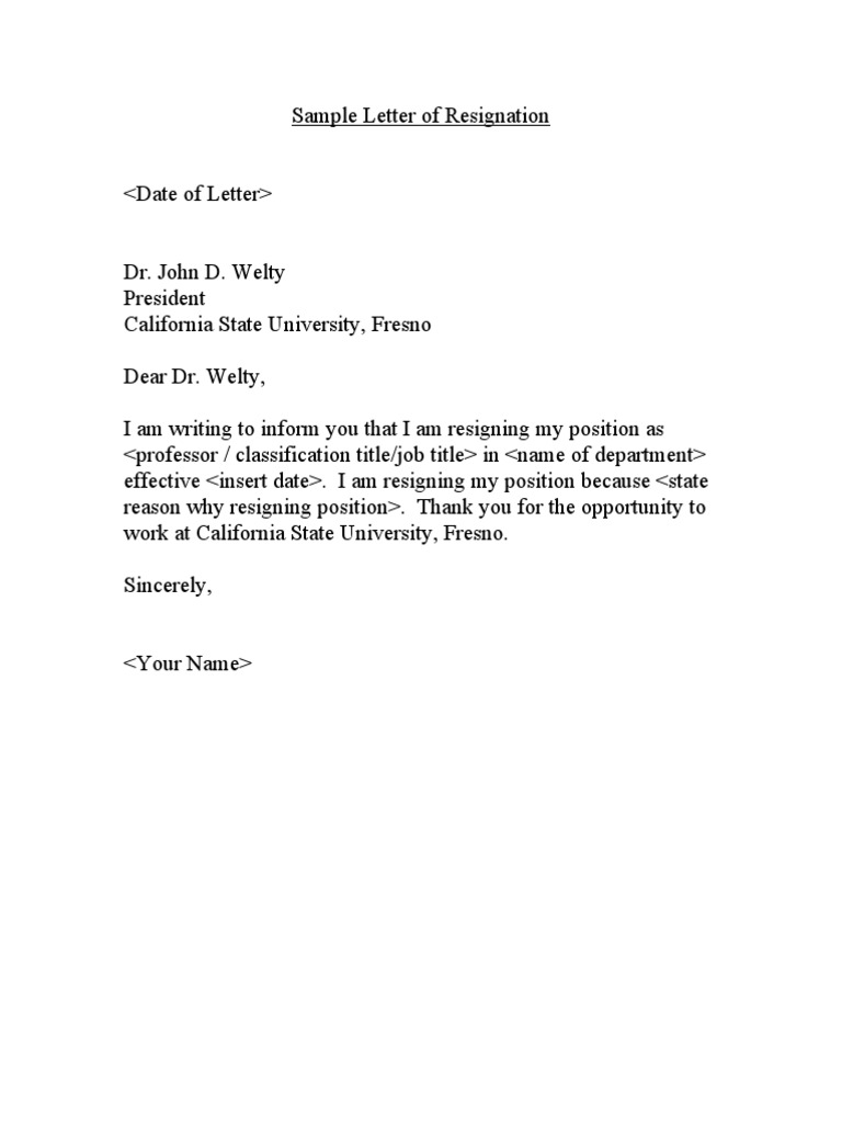 Teacher Resignation Letter 01 Pdf
