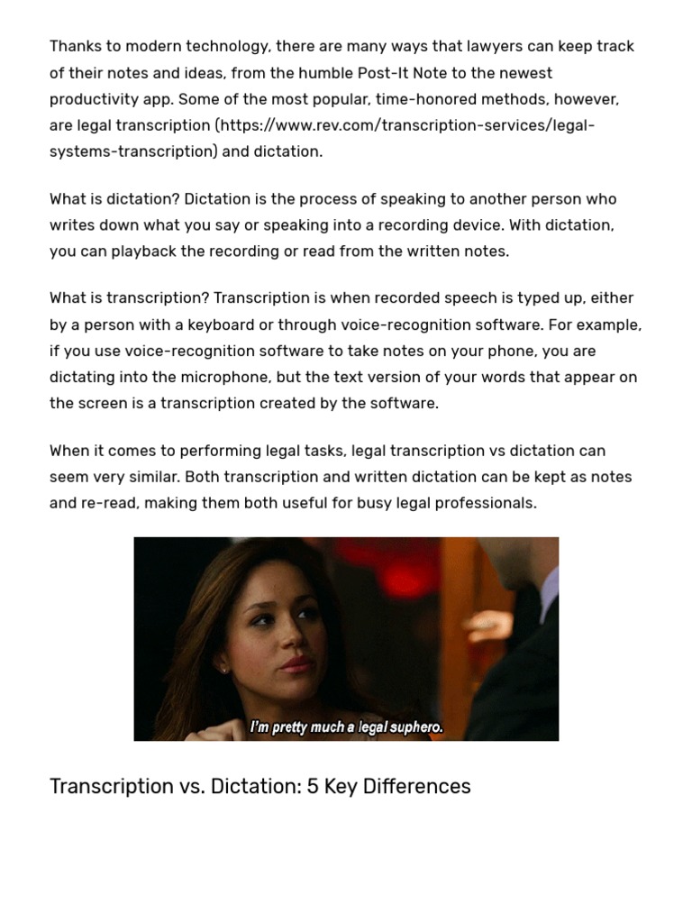 Transcription vs Dictation for Lawyers | PDF