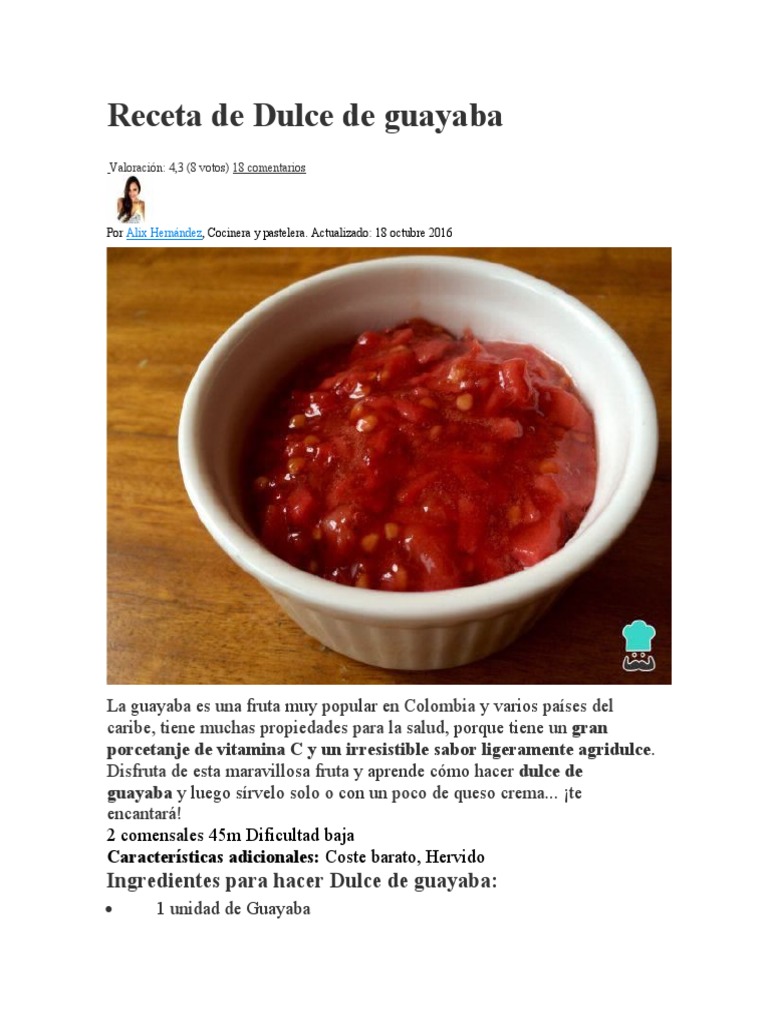 Receta fácil de dulce de guayaba | PDF | Postres | Té