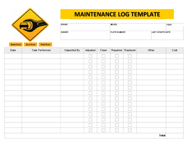 Maintenance Log Template for Ford Ranger | PDF