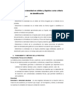 Determinación de Densidad en Sólidos y Líquidos Como Criterio de Identificación